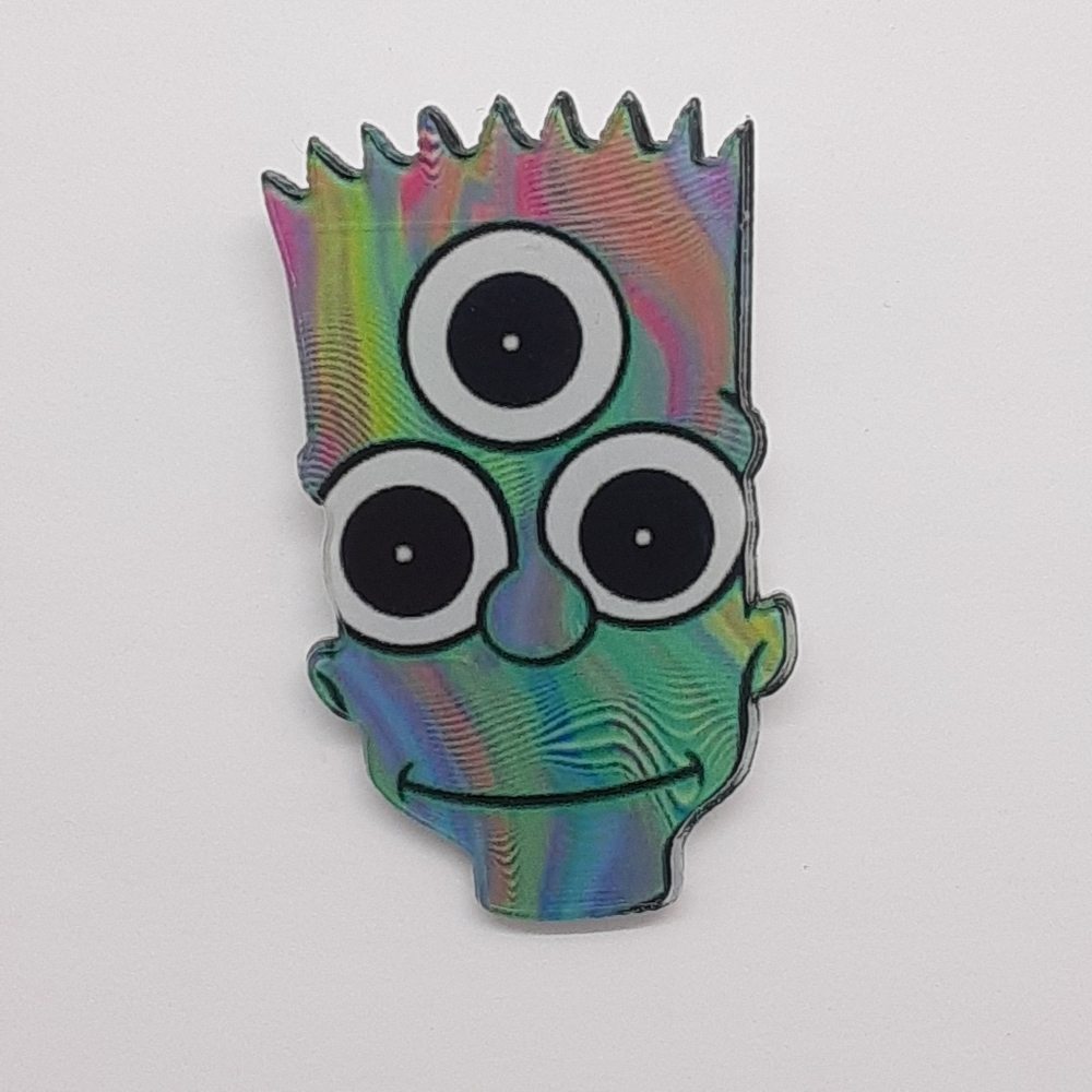 Bart Simpson Tye-Dye acrylic brooch pin